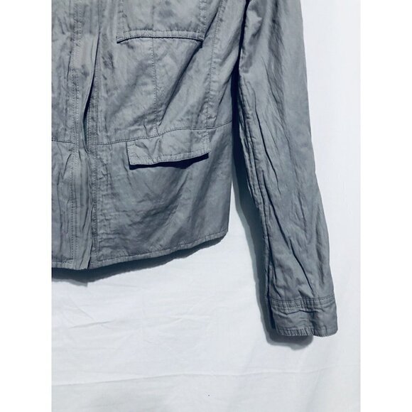 T Tahari Womens Small Gray Zip Jacket Wrinkled Cotton Metallic Boho - Picture 2 of 9